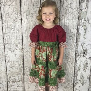 Handmade boutique holiday dress.  Beautiful layers of ruffles. 5/6